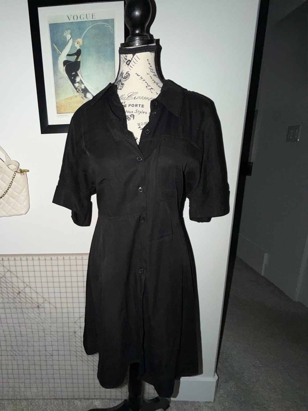 Dex Black Button Front Women's Dress